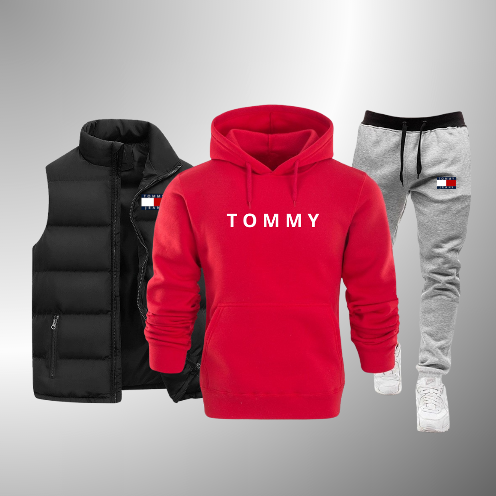 FASHION TOMMY SET Komplettset Weste + Kapuzenpullover + Hose