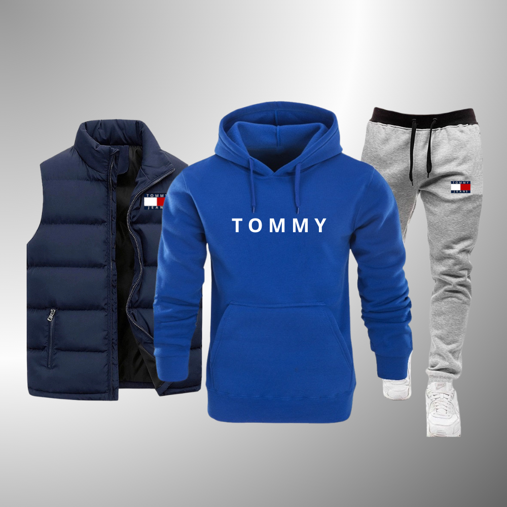 FASHION TOMMY SET Komplettset Weste + Kapuzenpullover + Hose