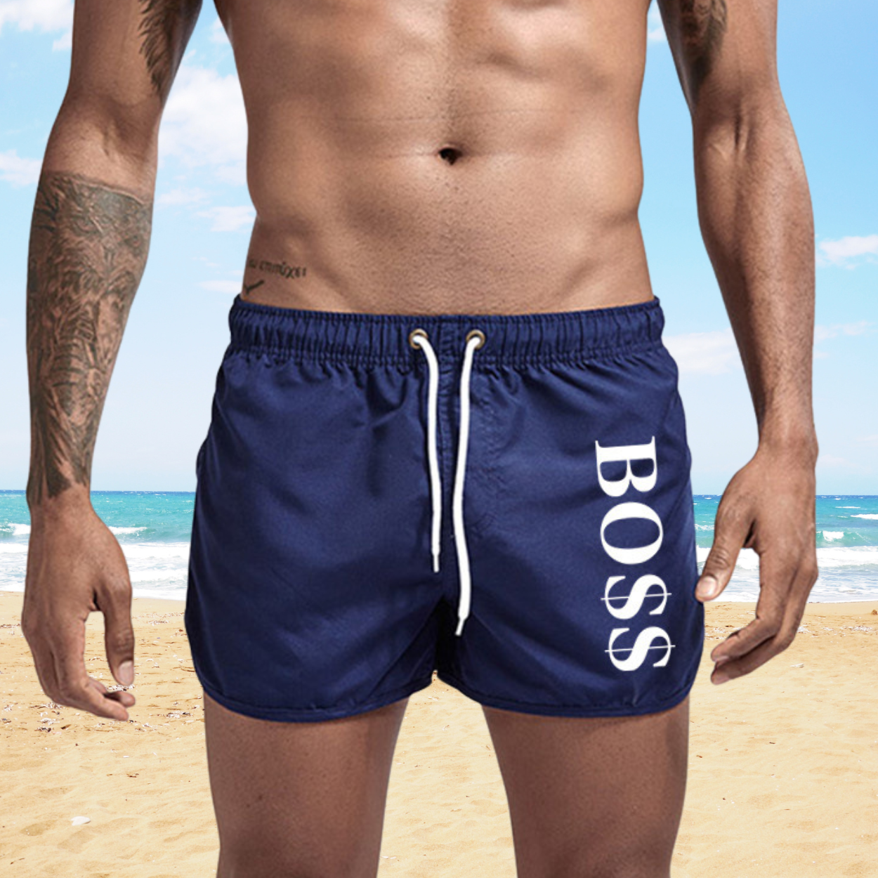 DRIP BSS Herren-Badeshorts – Kurzes Modell .