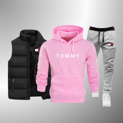 FASHION TOMMY SET Komplettset Weste + Kapuzenpullover + Hose