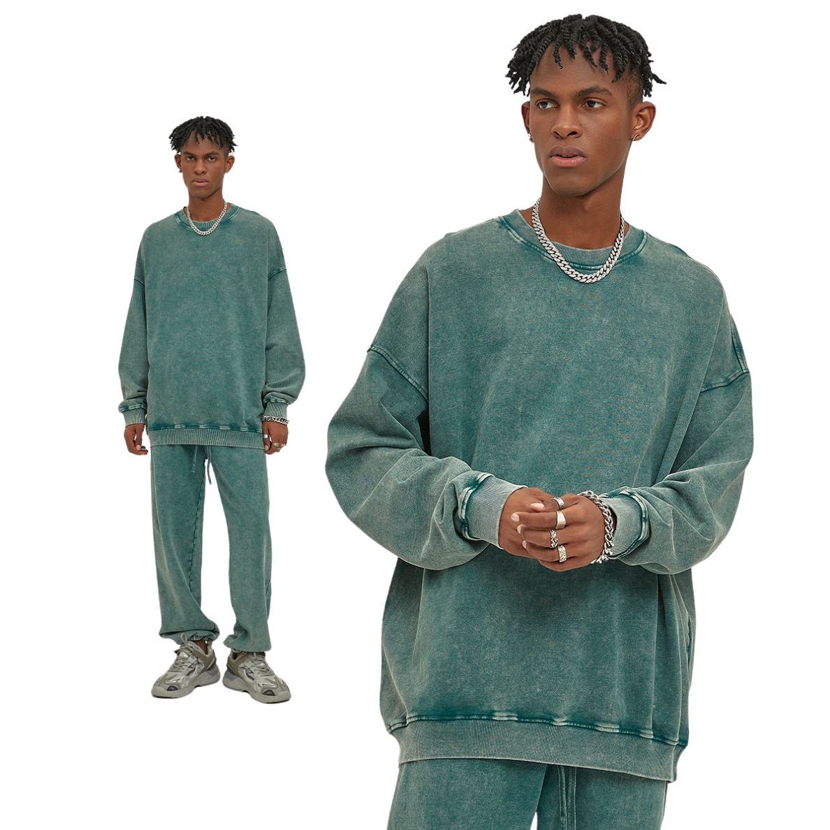 Sweatshirt with Washed Effect